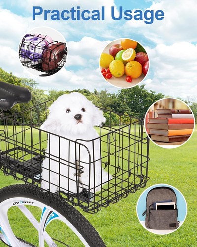 Universal Fit Metal Bike Basket with Quick Release - Ideal for Pets & Groceries - Picture 9 of 9