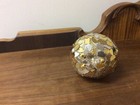 Vintage Pear Shaped Crackle Gold And Silver Glass Christmas Ornament 4”x3” — photo 6