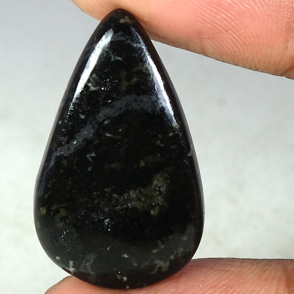 100% Natural Black Galaxy Jasper Pear Cab Loose Gemstones 19.20Cts