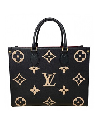 Louis Vuitton OnTheGo Tote MM Black/Beige Leather for sale online 