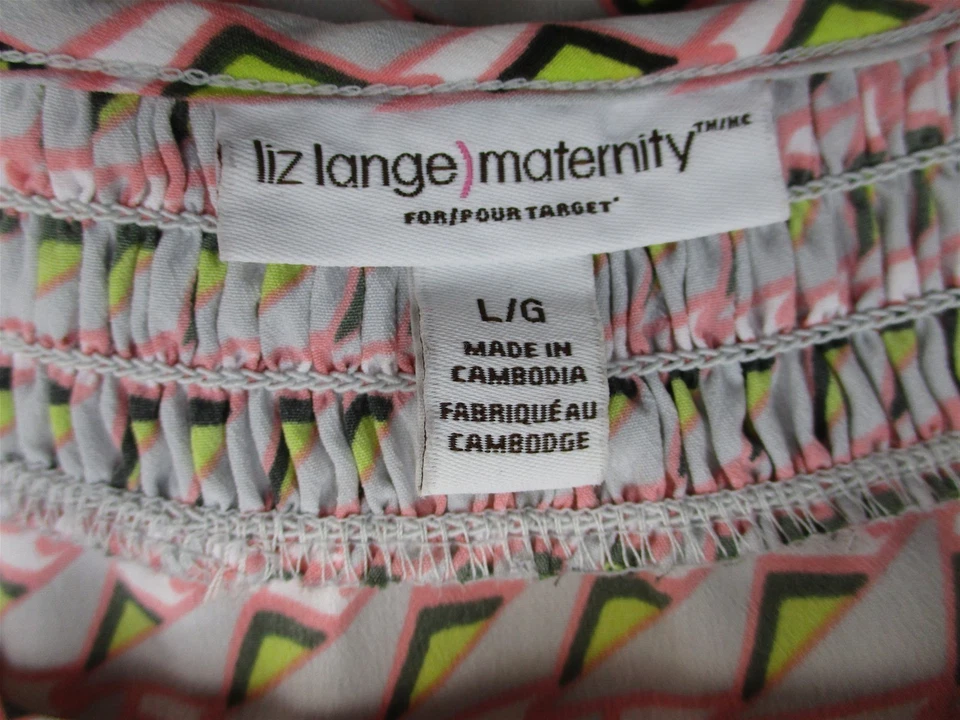 Vestido recto geométrico gris claro rosa talla L LIZ LONG MATERNITY para mujer Foto 4 de 4