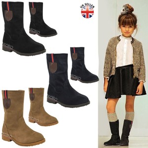 Details about GIRLS KIDS CHILDRENS NEW CALF HIGH ANKLE BOOTS FLAT LOW HEEL GRIP SOLE SHOE SIZE
