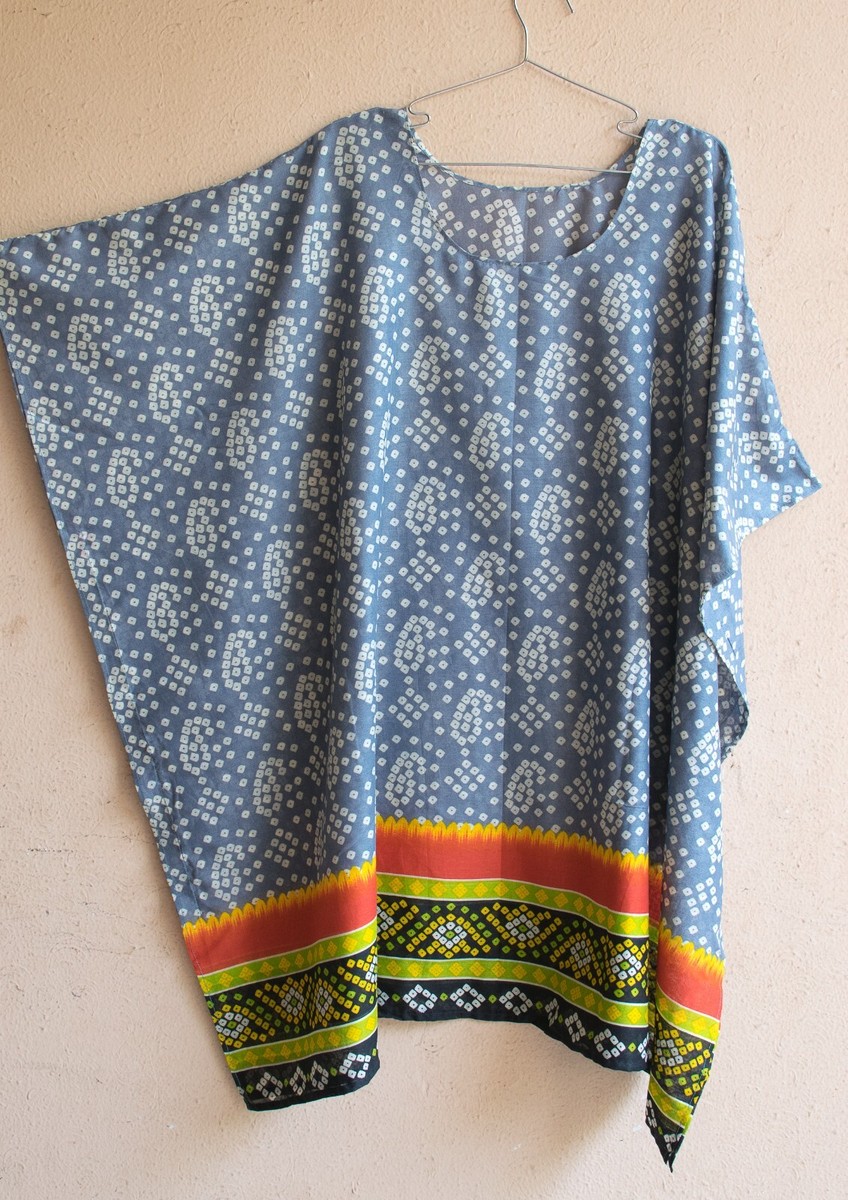Chemise Kaftan En Coton Taille Plus - Manches Chauves-souris - Motifs Multicolores - Taille 2X à 9X