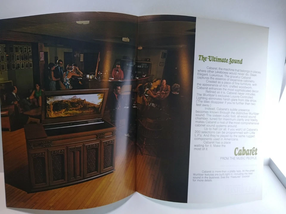 Wurlitzer Cabaret Jukebox Flyer Vintage Original Fonógrafo Obra de Arte 8.5" x 11" Foto 3 de 4