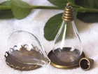 DIY Globe Glass Teardrop Bottle Pendant Necklace w/ Bronze EndCap Memory Locket