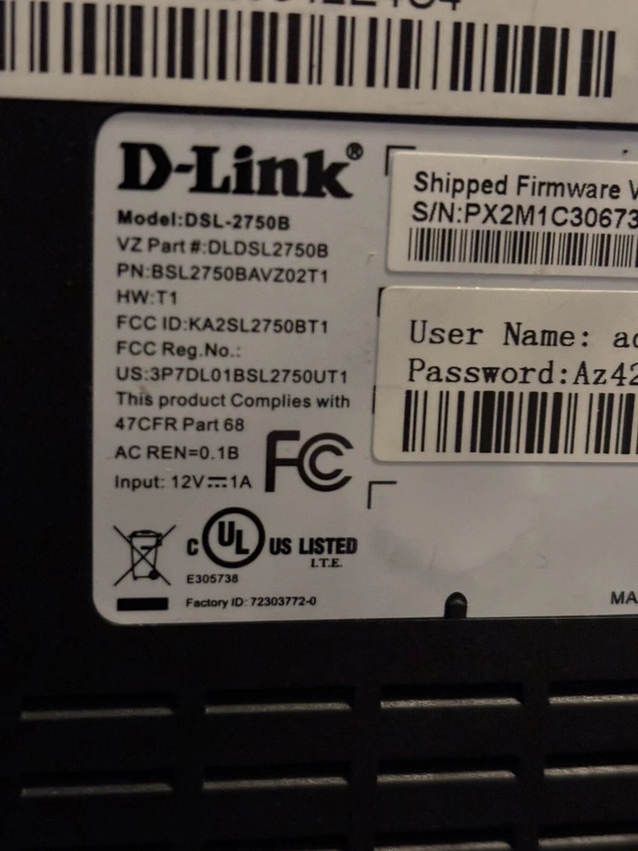 Verizon D-Link Router Model #DSL-2750B 24Mbps - Image 2 of 4