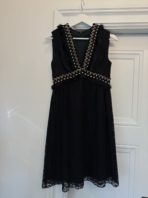 anna sui black dress Y2K LACE FUR TRIM SIZE 0 TWEE INDIE SLEAZE knee high boots Magnolia Place Black Celestial Color:Military green this midi dress traces
