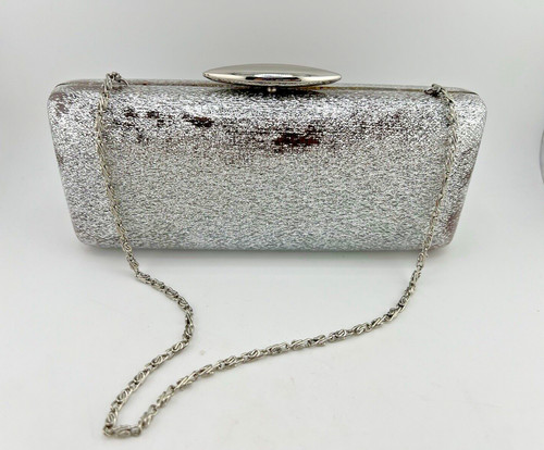 Lulu Guinness Silver Lip Bag Clutch with chain