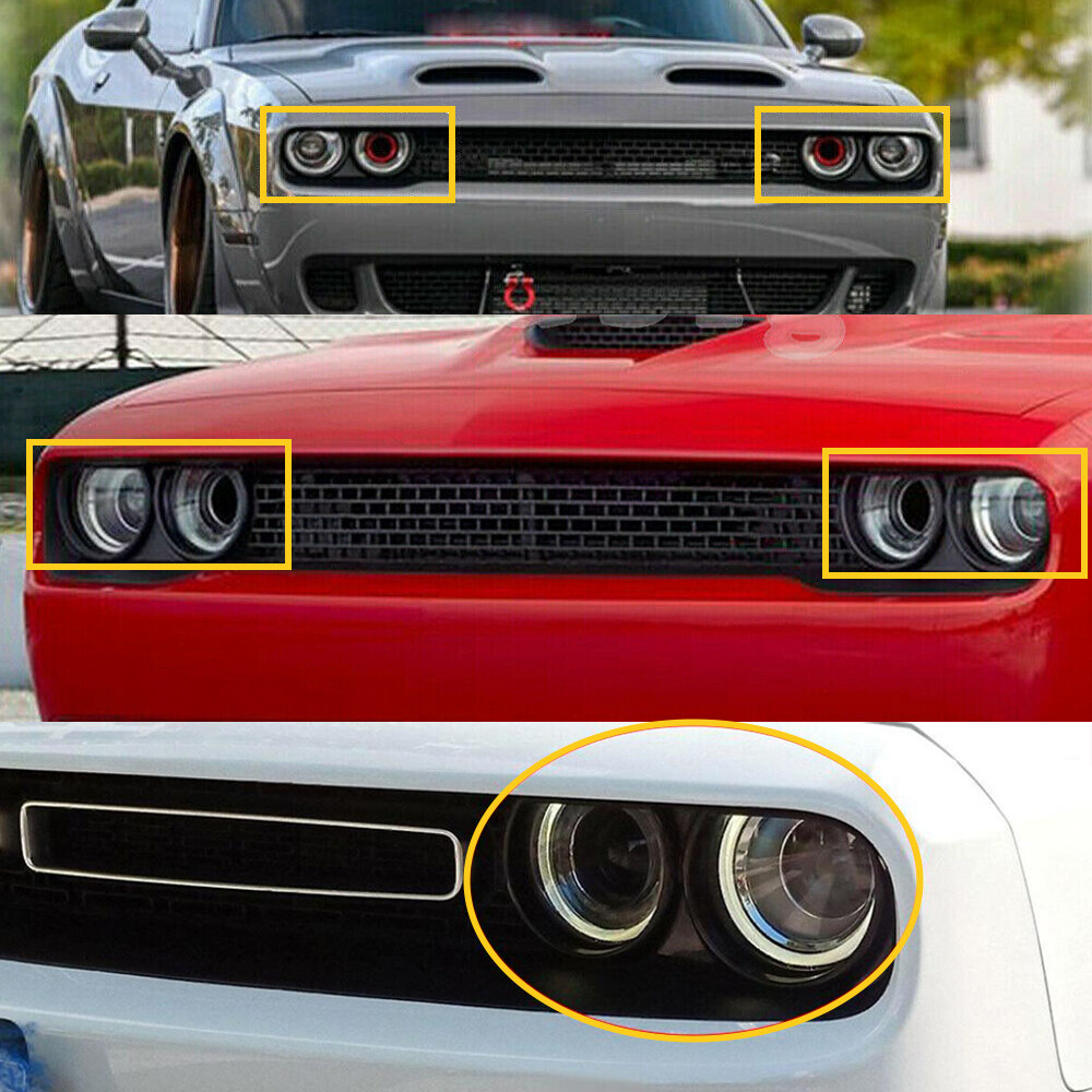 Pair Front Headlight Trim Cover Bezels kit For Dodge Challenger