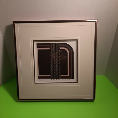 VINTAGE RICK TUNKEL 3D SIGD LIMTD EDT 123/300 SERIGRAPH FRAMED 1981  12.5 ×12.5