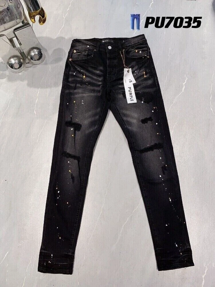 paint-splatter detail jeans, Purple Brand