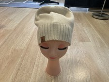 Frye Ivory Knit Logo Beanie Soft Unisex One size