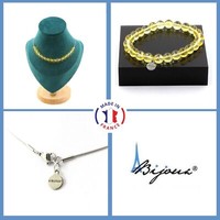 Schmuckset Armband Halskette 15 Perlen Citrin 8 Mm. Kette Aus Edelstahl GrößE P