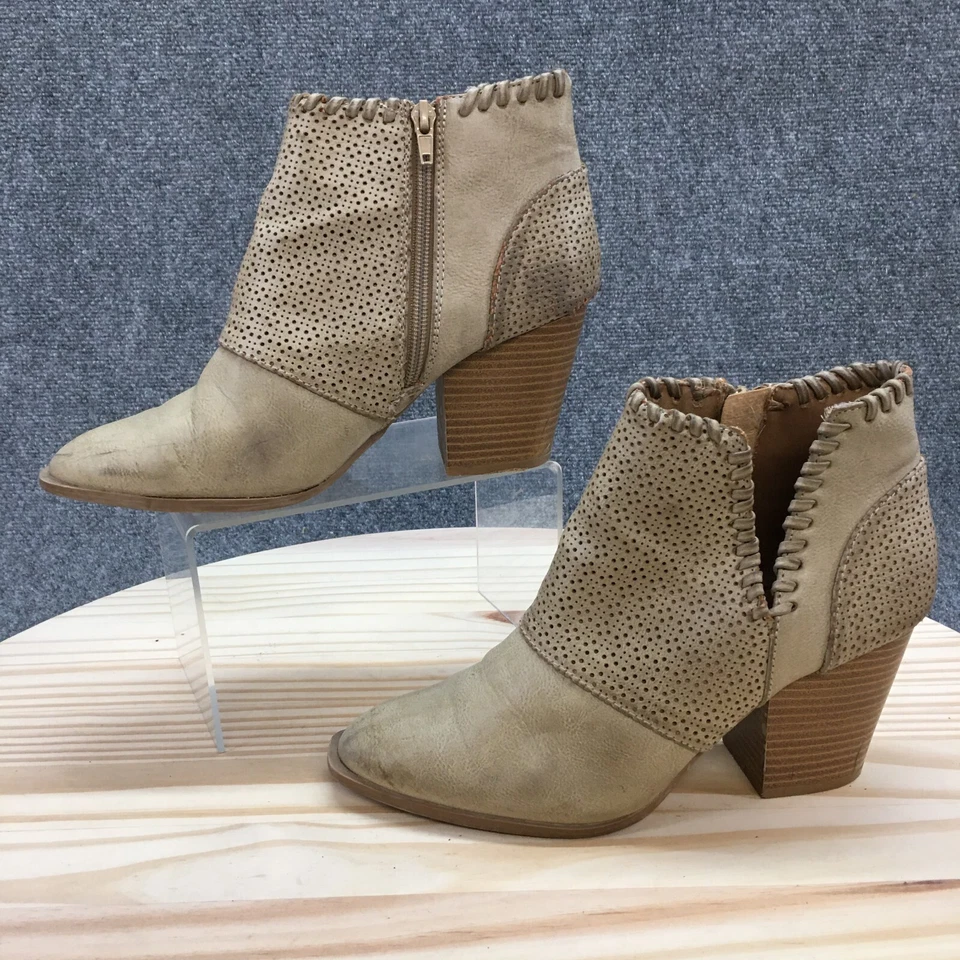 Qupid Boots Womens 10.5 Casual Ankle Booties Heels Brown Leather Side Zipper - Image 2 of 4