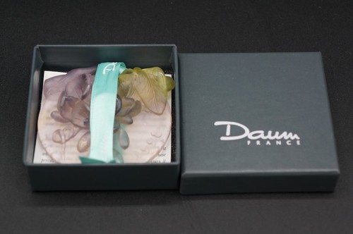Daum France Signed 1998 Crystal Pate de Verre Mistletoe Christmas Ornament. - Picture 9 of 11