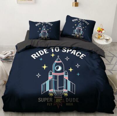 3D Blue Rocket ZHUA1471 Bed Pillowcases Quilt Duvet Cover Set Queen King Zoe