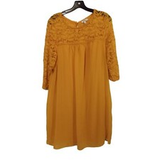 Boho yellow lace top fit and flare dress 