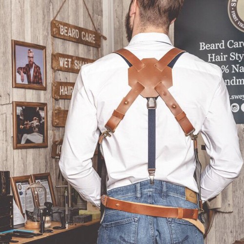 Barber Jeans vest,Barber jacket,barber stylist vest,Professional Leather Vest, - Picture 3 of 10