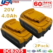 2Pack For DeWalt 20V 20 Volt Max XR 4.0Ah DCB206-2 DCB205-2 Lithium Ion Battery
