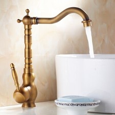 Antique Brass Bathroom Sink Faucet Single Handle/Hole Vanity Basin Mixer Tap