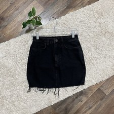 Urban Outfitters BDG Size Small Black Raw Frayed Hem High-Rise Denim Mini Skirt
