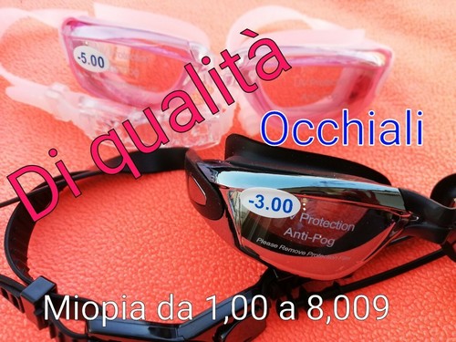 occhialini nuoto graduati miopia - 1,50 lenti trasparenti specchio PREZZOSCHOK - Foto 2 di 5