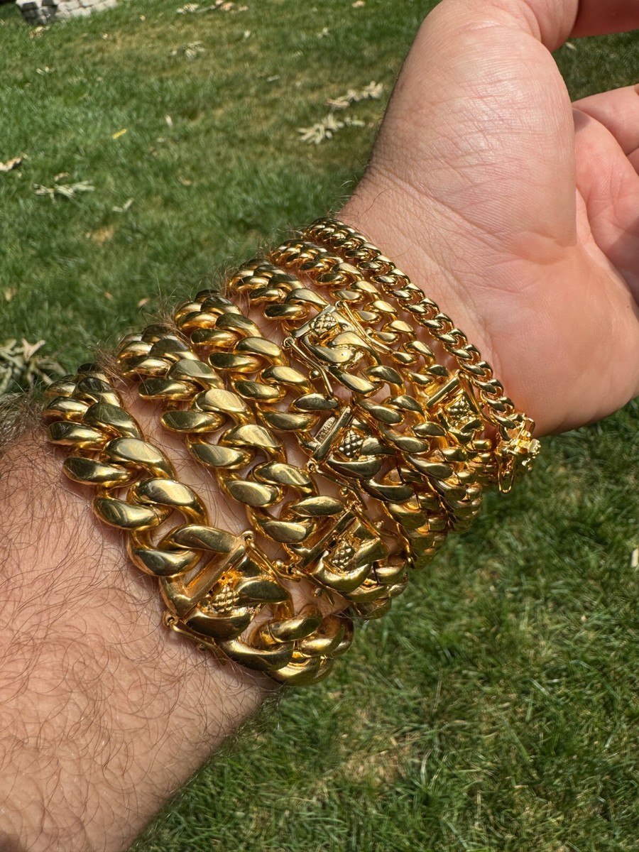 Miami Cuban Link Bracelet 18k Yellow Gold Plated Stainless Steel 6