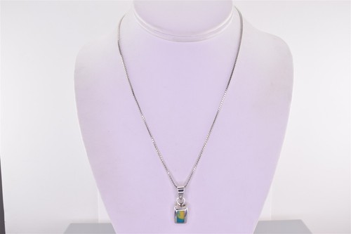 Cadena colgante Howlite 925 925 de plata esterlina 14 mm x 10 mm en caja amarillo azul - Imagen 5 de 6