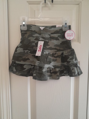 Justice Girls Green Camouflage 2 Tier Ruffle Skirt with built in shorts size 6 - Picture 3 of 5