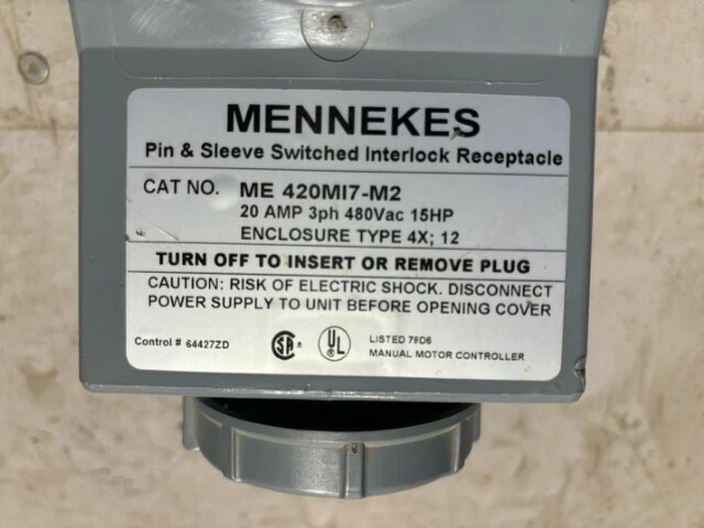 Mennekes ME420MI7 MECHANICAL INTERLOCK RECEPTACLE 20 AMP 4 W 480 VAC - Image 4 of 4