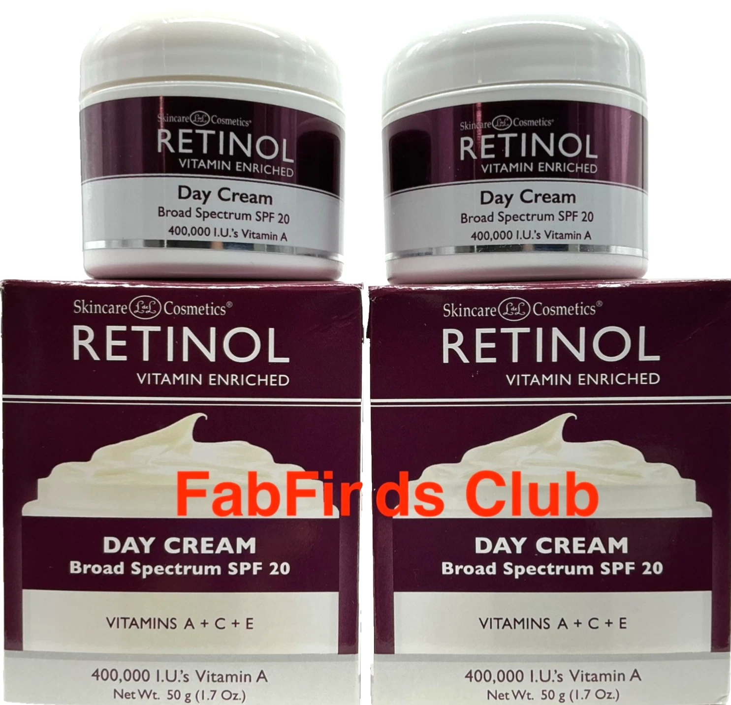 2x Skincare Cosmetics Retinol Day Cream SPF 20 Vitamin A+C+E (1.7oz each)