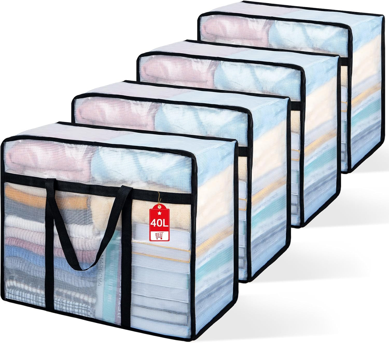 4 Pack Clear Blanket Storage Bags, Plastic Comforter Clothes Storage Bags Underd