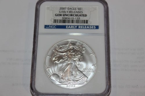 2007 AMERICAN SILVER EAGLE (Early Release) NGC CERTIFlED GEM UNC.