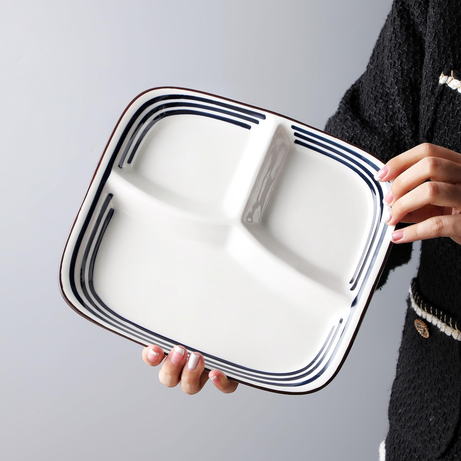 10-Inch Ceramic Portion Control Plate Healthy Meal Balance (Adult Diet Divide... thumbnail 6