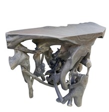 48” TEAK ROOT CONSOLE TABLE WOOD HANDMADE NATURAL SHAPE RUSTIC HOME DECORE MCM