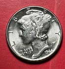 1944 Choice Uncirculated US Mercury SILVER Dime "Philadelphia" Mint! Old Coin!