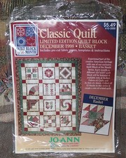 Jo Ann Fabrics Quilt Block Month Kit "CLASSIC Quilt BASKET 1998 December "