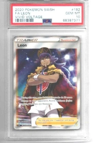 2020 POKEMON SWORD & SHIELD VIVID VOLTAGE #182 FA/LEON  PSA 10 GEM MT FREE SHIP