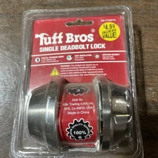 Tuff Bros Single Cylinder Dead Bolt Door Lock, 60 & 70mm Doors Silver Finish NOS
