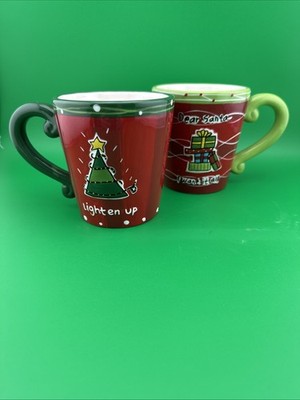Ganz Christmas Mugs 2 Cups - Dear Santa: I want it all: Lighten Up