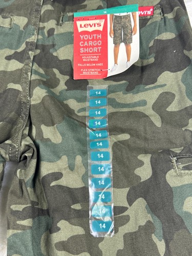 Levis Youth Cargo Shorts New with Tags 14 Reg Camouflage Flex Stretch Waistband - Picture 7 of 12