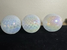 3 Iridescent Crackle Art Glass Decorative Sphere Hollow Sealed Orb Modern Decor