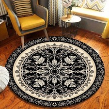 140cm 140cm2D Flat, Bohemian Floral Mandala Round Mat - Lightweight Non-Slip Mac