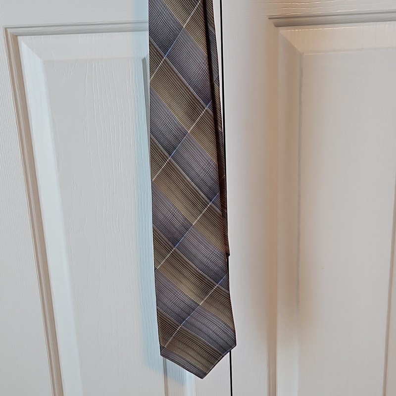 Murano Men's Brown Gray Plaid Tie