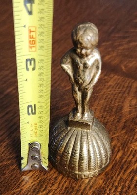 Vintage Belgian Brussels Bruxelles Manneken Pis Brass Bell Boy Peeing 