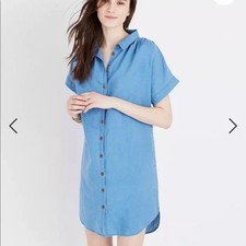 Madewell linen & cotton central  denim shirt dress size XS