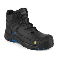 Image of Portwest FC18 Composite Action Leather Mid Boot S3S ESD HRO SR SC FO Black Blue
