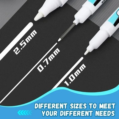 Weißer Permanent Marker Stifte Set Fein Mittel Breit Für Holz Kunststoff Glas
