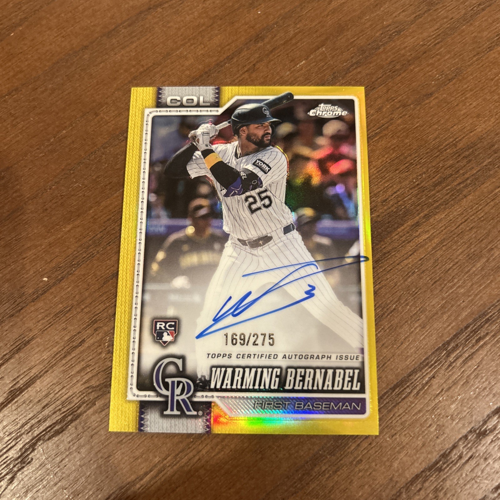 WARMING BERNABEL 2026 TOPPS CHROME RC AUTO YELLOW REF/275 #RA-WBE ROCKIES