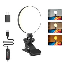 Light for Video Recording, 3 Color  5 Brightness Video Light Clip on Desktop...
